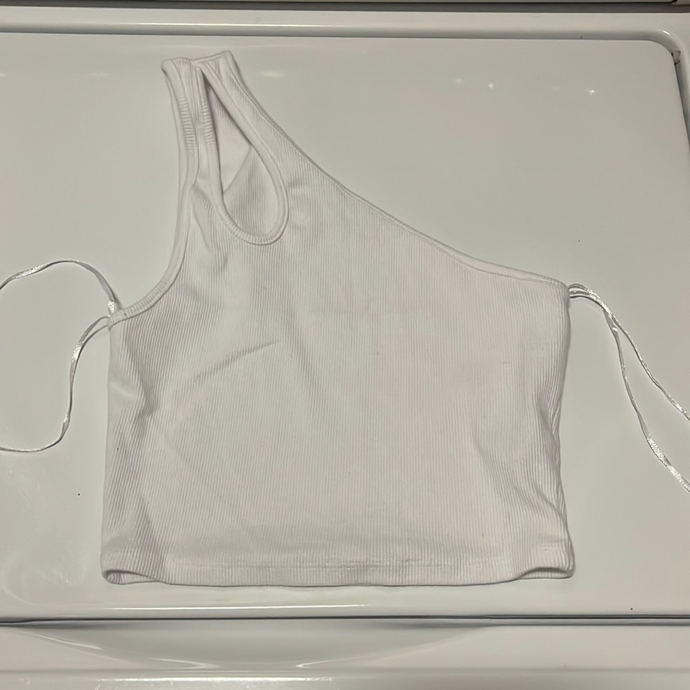 Zara white one shoulder tank. Sexy and cute